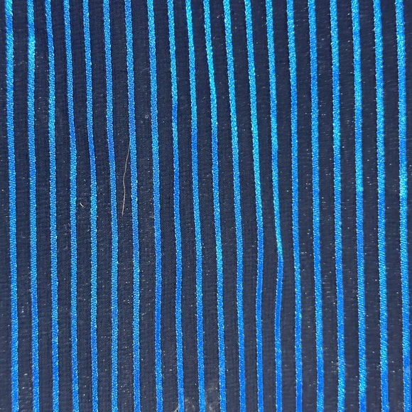 Vintage 80’s Valley Girl Style Mini Dress Black with Shiny Blue Stripes Sz 6 - Picture 11 of 14